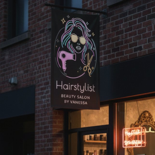 Banderoles Salon de Beauté Coiffeur Luxueux Moderne Noir (Créateur téléchargé)