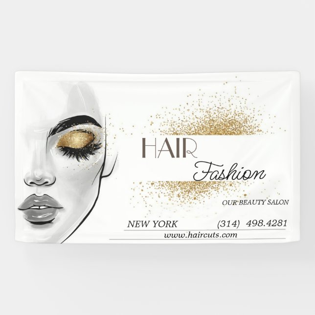 Banderoles salon de beauté coupe de cheveux ciseaux coiffeur  (Horizontal)