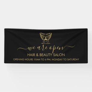 Banderoles Salon de Beauté Élégant Noir Moderne 6'