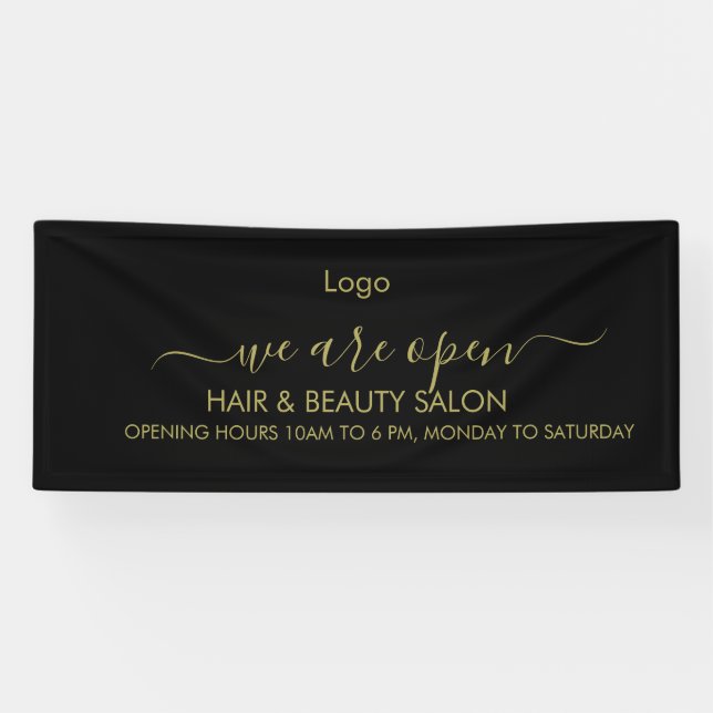 Banderoles Salon de beauté Golden and Black (Horizontal)