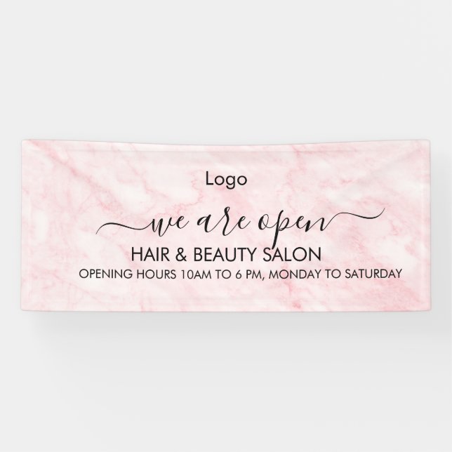 Banderoles Salon de beauté Pink Marble (Horizontal)
