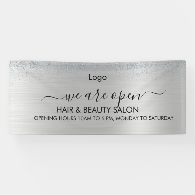 Banderoles Salon de beauté Silver Glitter (Horizontal)