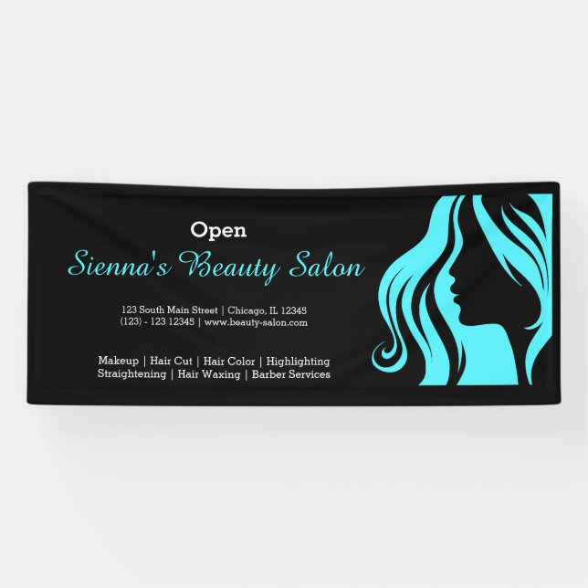 Banderoles Salon de beauté (turquoise) (Horizontal)