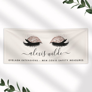 Banderoles Salon de cils Rose Gold Entreprise
