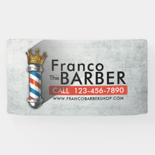 Banderoles Salon de coiffure Barber Hair Shop King Crown Barb