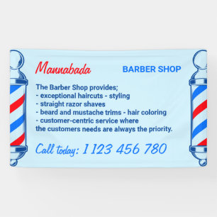 Banderoles Salon de coiffure Blue Navy Red Pole Supply Servic