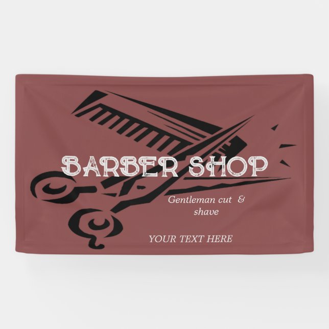 Banderoles salon de coiffure coupe de cheveux moderne ciseaux (Horizontal)