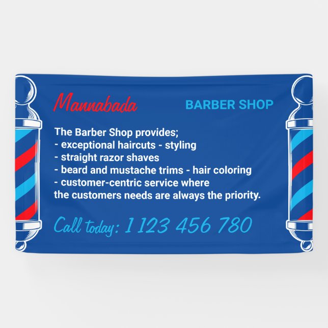 Banderoles Salon de coiffure Service de fourniture de poteau  (Horizontal)