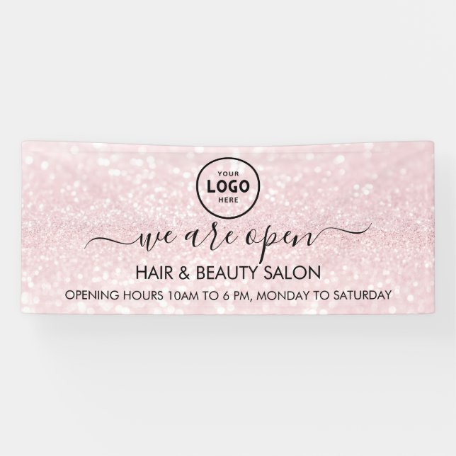 Banderoles Salon de Parties scintillant rose de luxe (Horizontal)