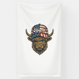 Banderoles Salut Vache Highland Patriotique Design Western Vi