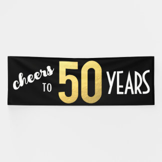 Banderoles Salutations à 50 Ans 50e Anniversaire Black Gold