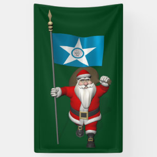 Banderoles Santa Claus Avec Drapeau De Houston Texas