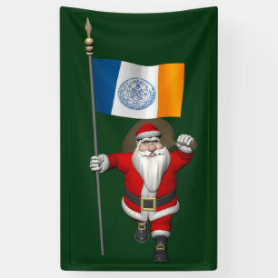Banderoles Santa Claus Avec Drapeau De New York