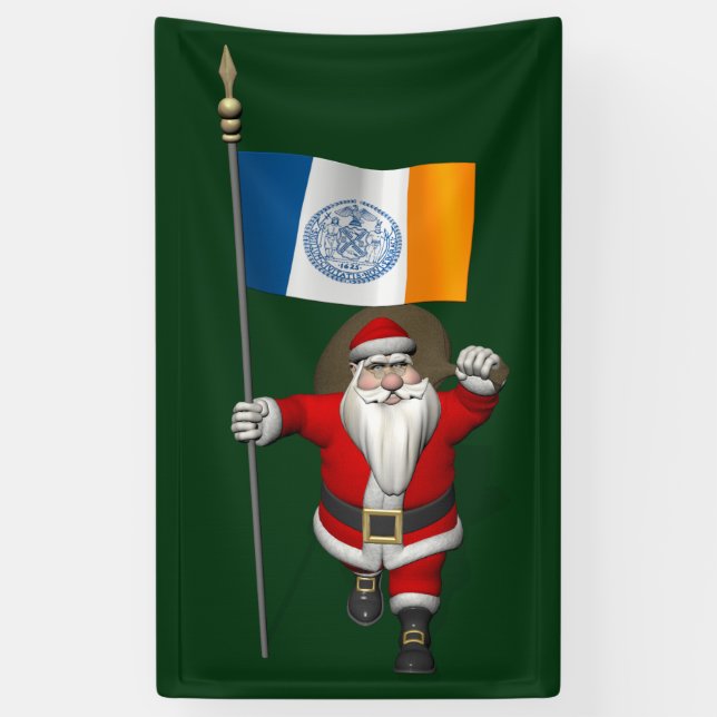 Banderoles Santa Claus Avec Drapeau De New York (Vertical)
