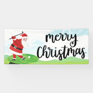 Banderoles Santa Claus est golfeur sur Christmas Holiday Golf