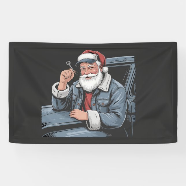Banderoles Santa Truck Rigging Funny Truck Driver Christmas   (Horizontal)