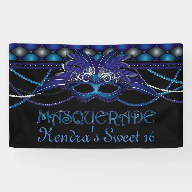 Banderoles Sapphire Blue, Masquerade Party (Horizontal)