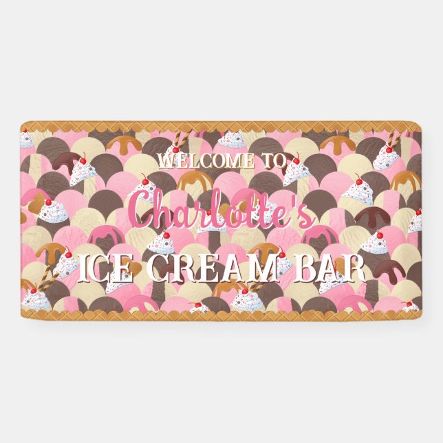 Banderoles Saupoudrées et crème glacée Sundae (Horizontal)