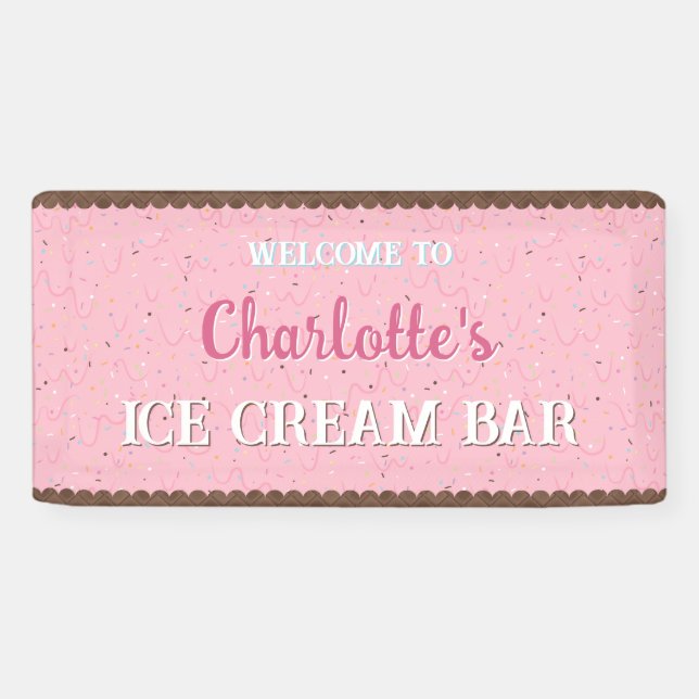 Banderoles Saupoudrer et crème glacée rose (Horizontal)