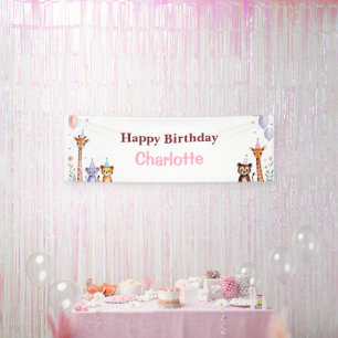 Banderoles Sauvage Une Animaux Mignons Ballons Filles Anniver