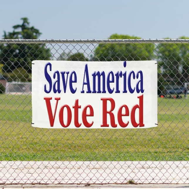Banderoles Save America Vote Red avec le texte bleu rouge (Insitu)