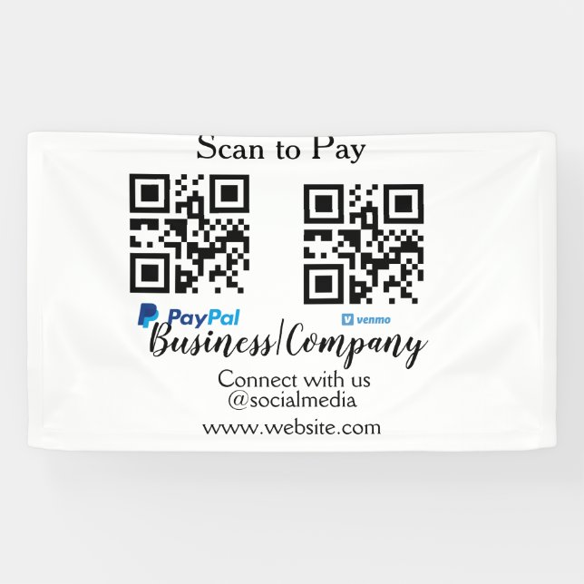 Banderoles Scanner pour payer le code q r paypal venmo ajoute (Horizontal)