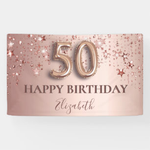 Banderoles Scénario de ballon de 50e anniversaire rose or ros