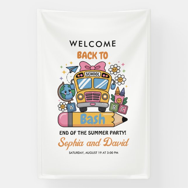Banderoles School’s Back Bash! Editable End of Summer Party  (Verticale)