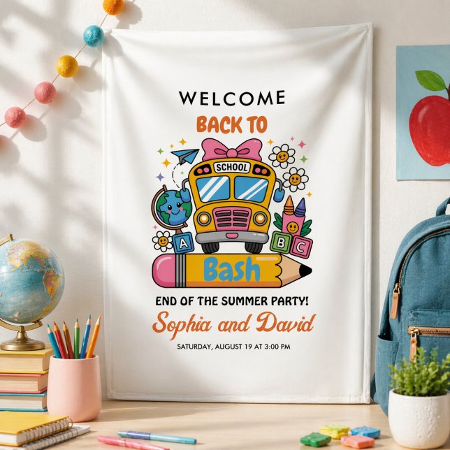 Banderoles School’s Back Bash ! Fête de fin d'été modifiable (School’s Back Bash! Editable End of Summer Party Banner)