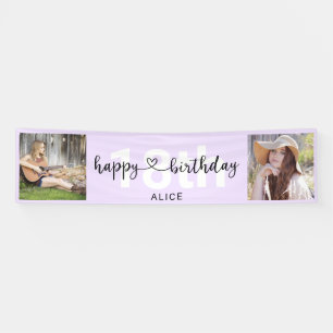 Banderoles Script de Coeur Photo Anniversaire Pastel Purple B