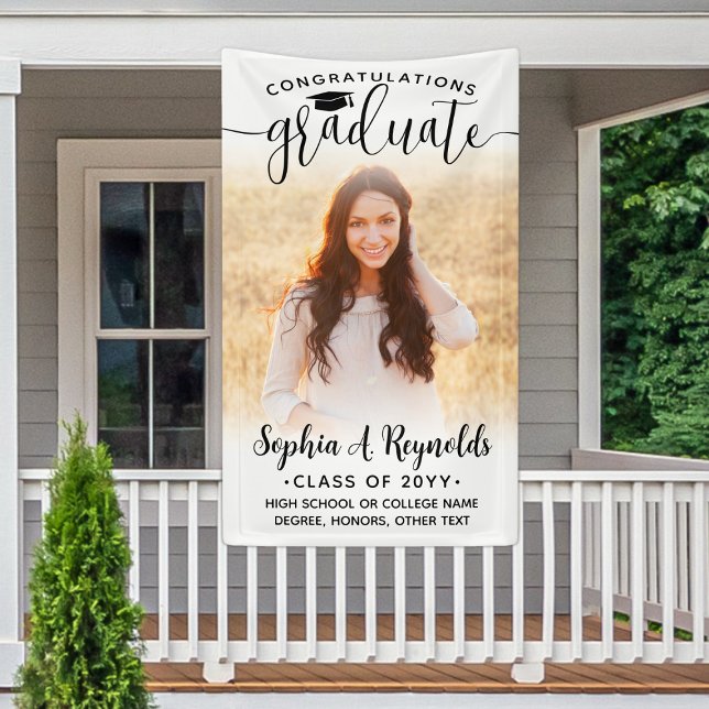 Banderoles Script élégant moderne 1 Photo Graduation vertical (Créateur téléchargé)