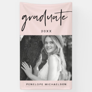 Banderoles Script moderne Black Graduate avec photo Blush