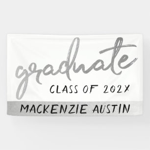 Banderoles Script Silver Gradué   Faux Metallic tendance