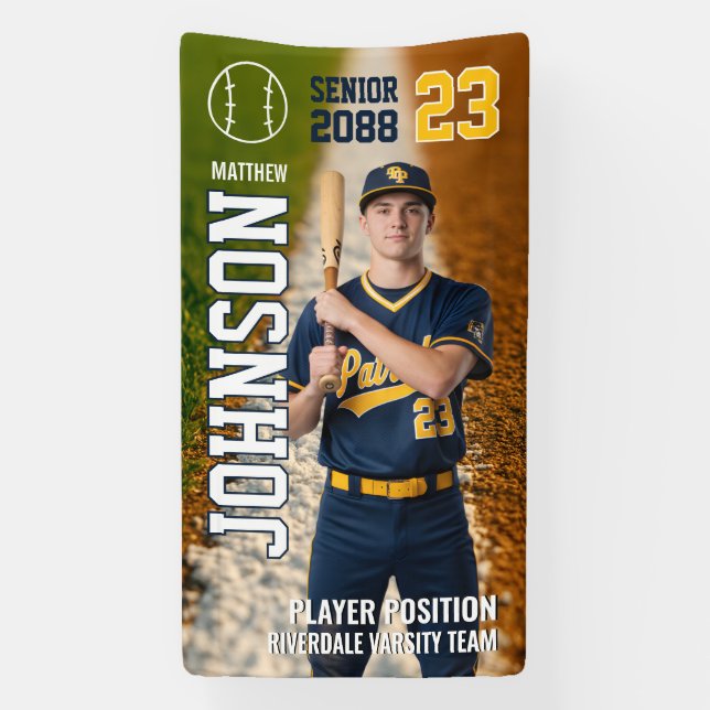 Banderoles Senior Baseball Team Player Custom Sports Photo (Verticale)