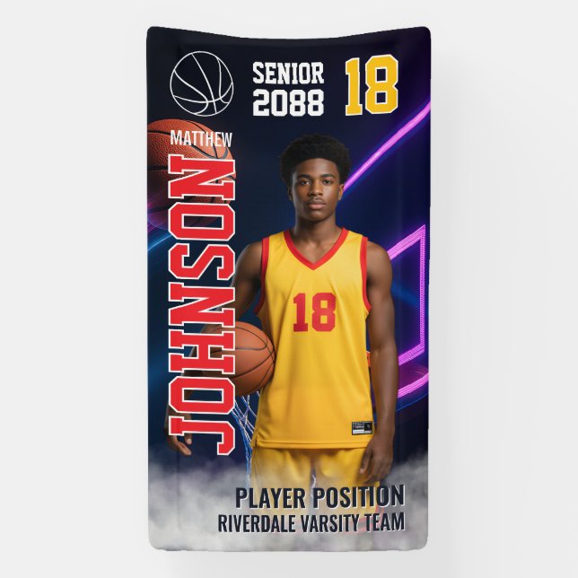 Banderoles Senior Basketball Personalized Photo Sports (Verticale)
