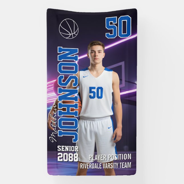 Banderoles Senior Basketball Player Custom Sports Photo (Verticale)