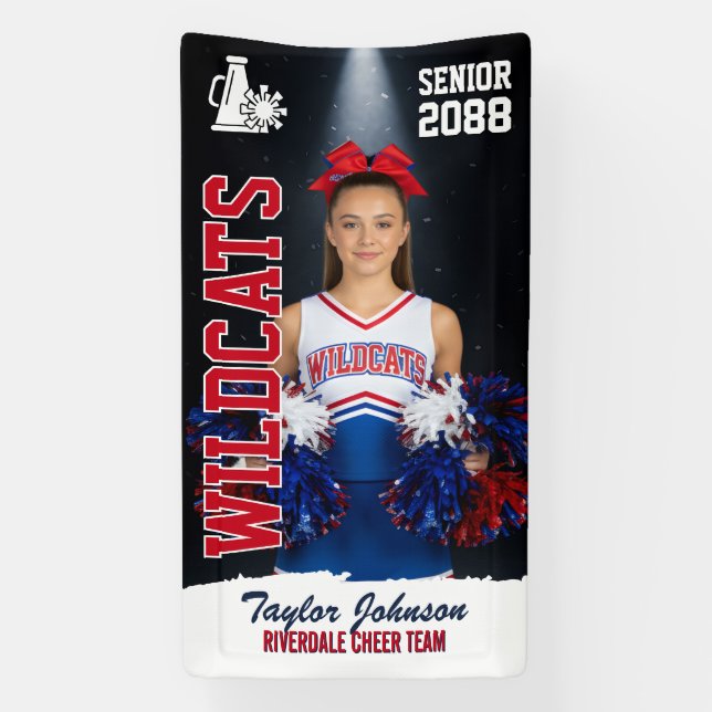 Banderoles Senior Cheer Team Custom Sports Cheerleader Photo (Verticale)