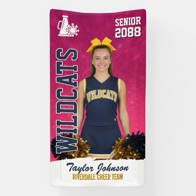 Banderoles Senior Cheer Team Custom Sports Cheerleading Photo (Verticale)