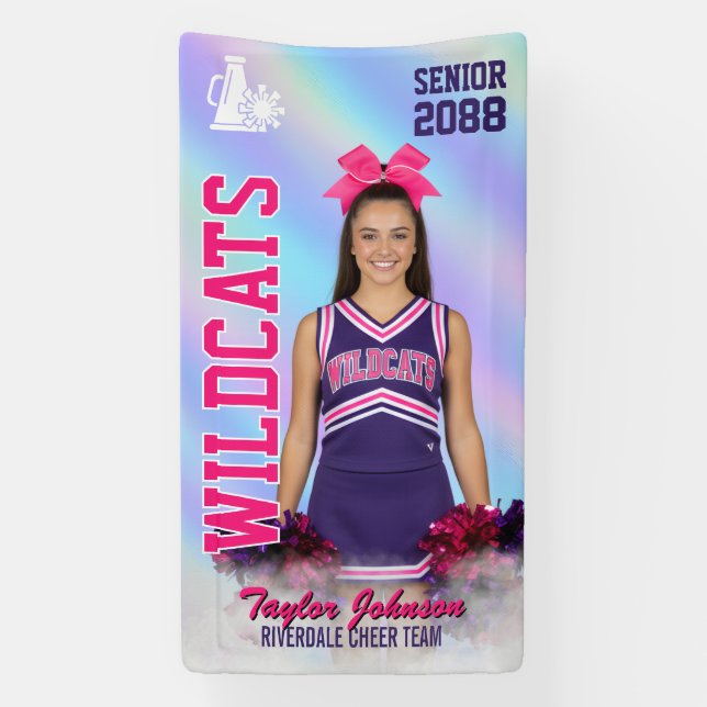 Banderoles Senior Cheer Team Custom Sports Photo Cheerleading (Verticale)