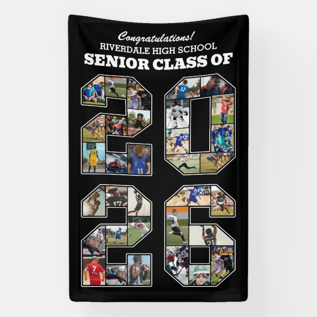 Banderoles Senior Class of 2026 Congratulations Photo Collage (Verticale)