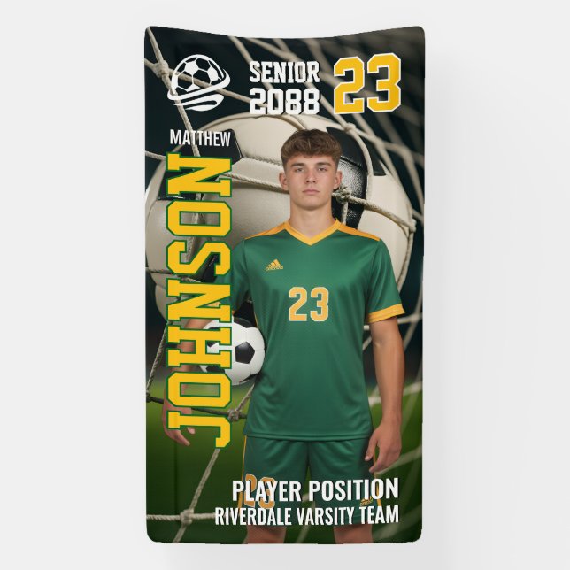 Banderoles Senior Soccer Player Customized Sports Photo (Verticale)
