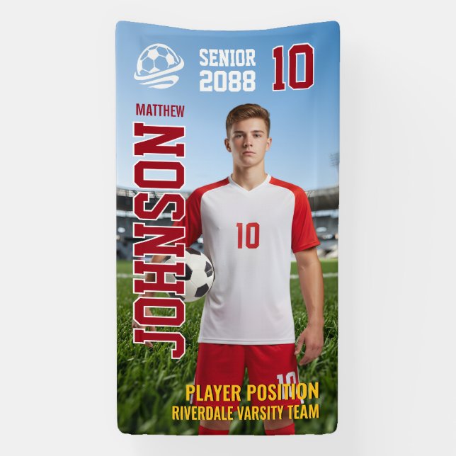 Banderoles Senior Soccer Player Photo Football Field (Verticale)