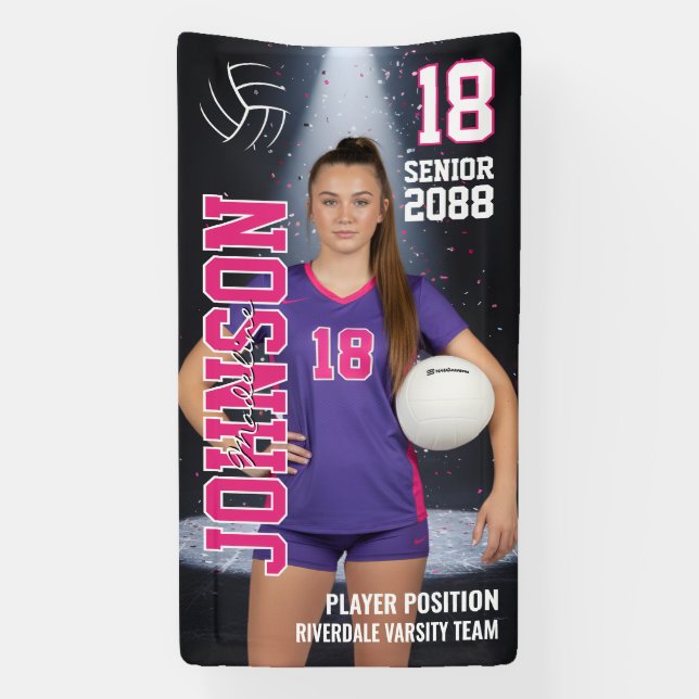 Banderoles Senior Volleyball Girls Player Custom Sports Photo (Verticale)