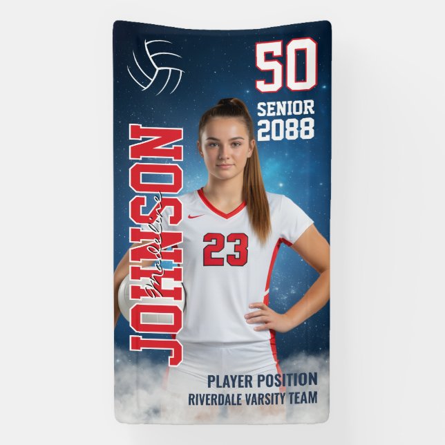 Banderoles Senior Volleyball Girls Player Custom Sports Photo (Verticale)