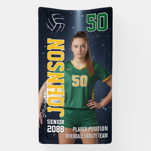 Banderoles Senior Volleyball Player Custom Sports Photo (Verticale)