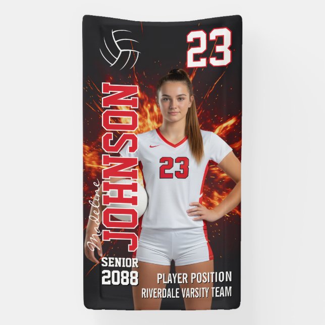 Banderoles Senior Volleyball Player Sports Photo Vertical (Verticale)