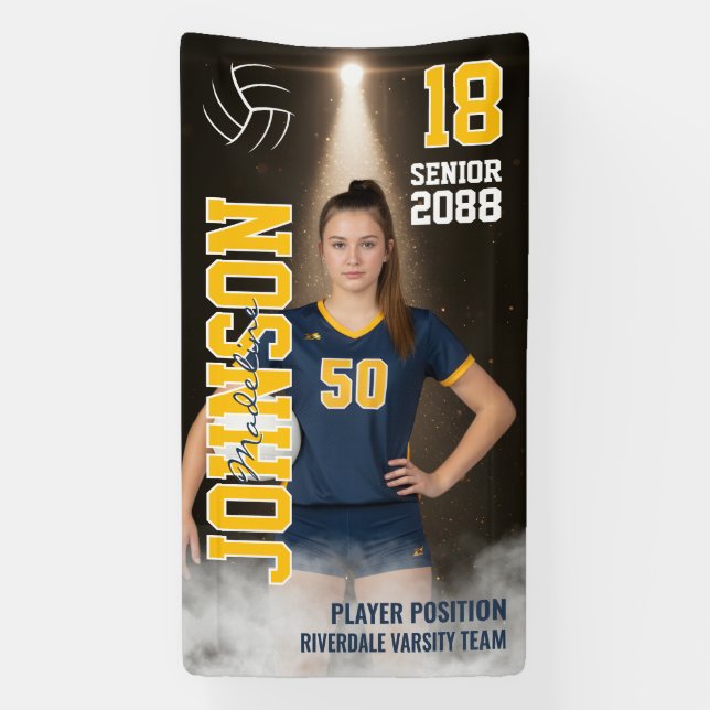 Banderoles Senior Volleyball Team Player Custom Sports Photo (Verticale)