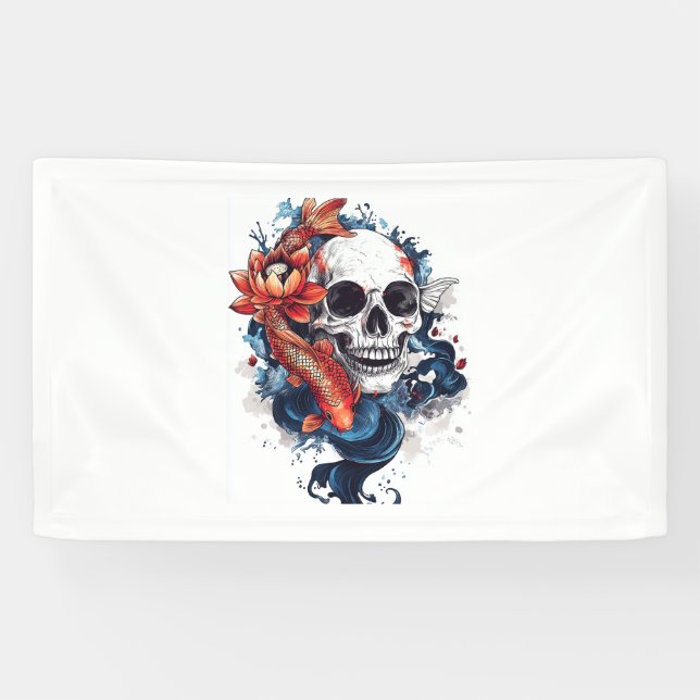 Banderoles Sérénité du crâne et de Koi (Horizontal)
