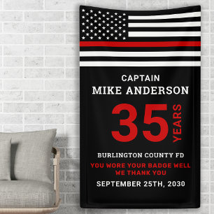 Banderoles Service des années de retraite des pompiers Ligne 