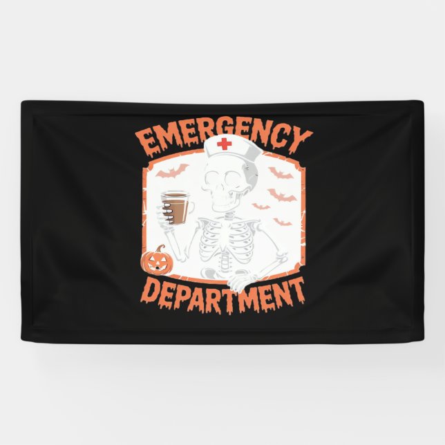Banderoles Service d'urgence Funny Halloween Nurse Essenti (Horizontal)